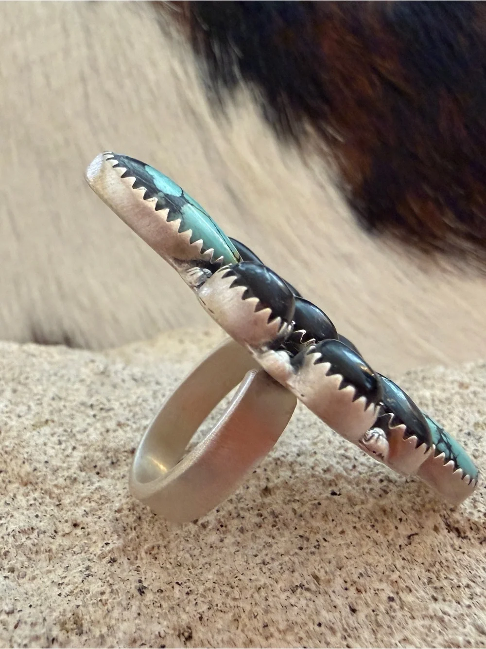 ❤️ High Grade Blue Moon Turquoise Sterling Silver ADJ Statement Ring 16.4 Grams